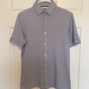 (NEW) White/Blue Button up